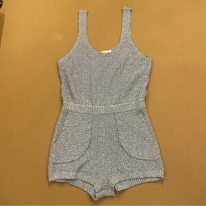 Free People Beach Declan Sweater Knit Romper Blue Size Large
